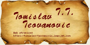 Tomislav Teovanović vizit kartica